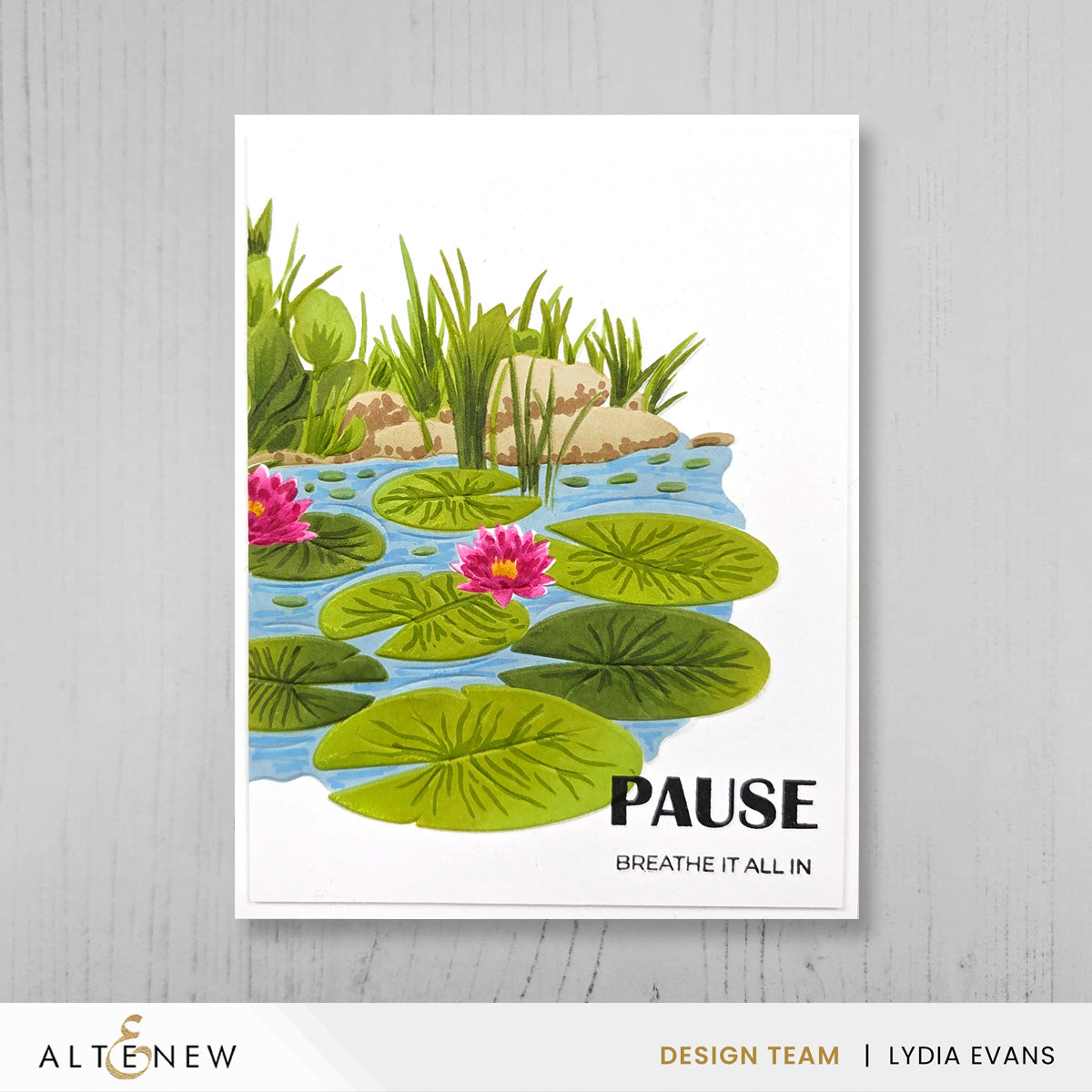 Altenew Lilypad Dreams Embossing Folder alt8945 pink flowers