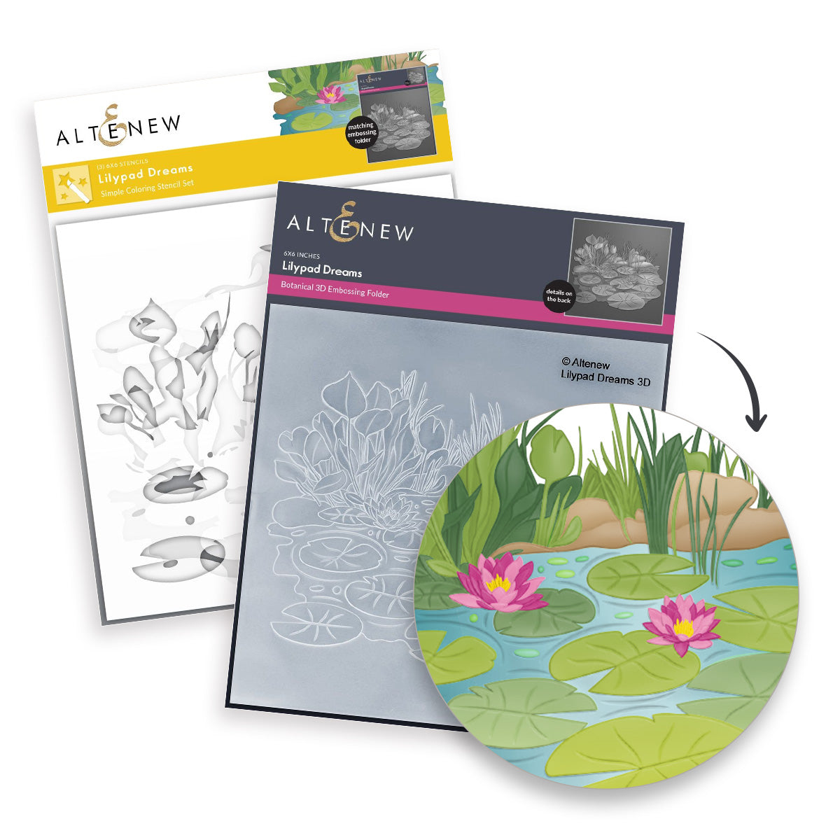 Altenew Lilypad Dreams Embossing Folder and Stencil Set