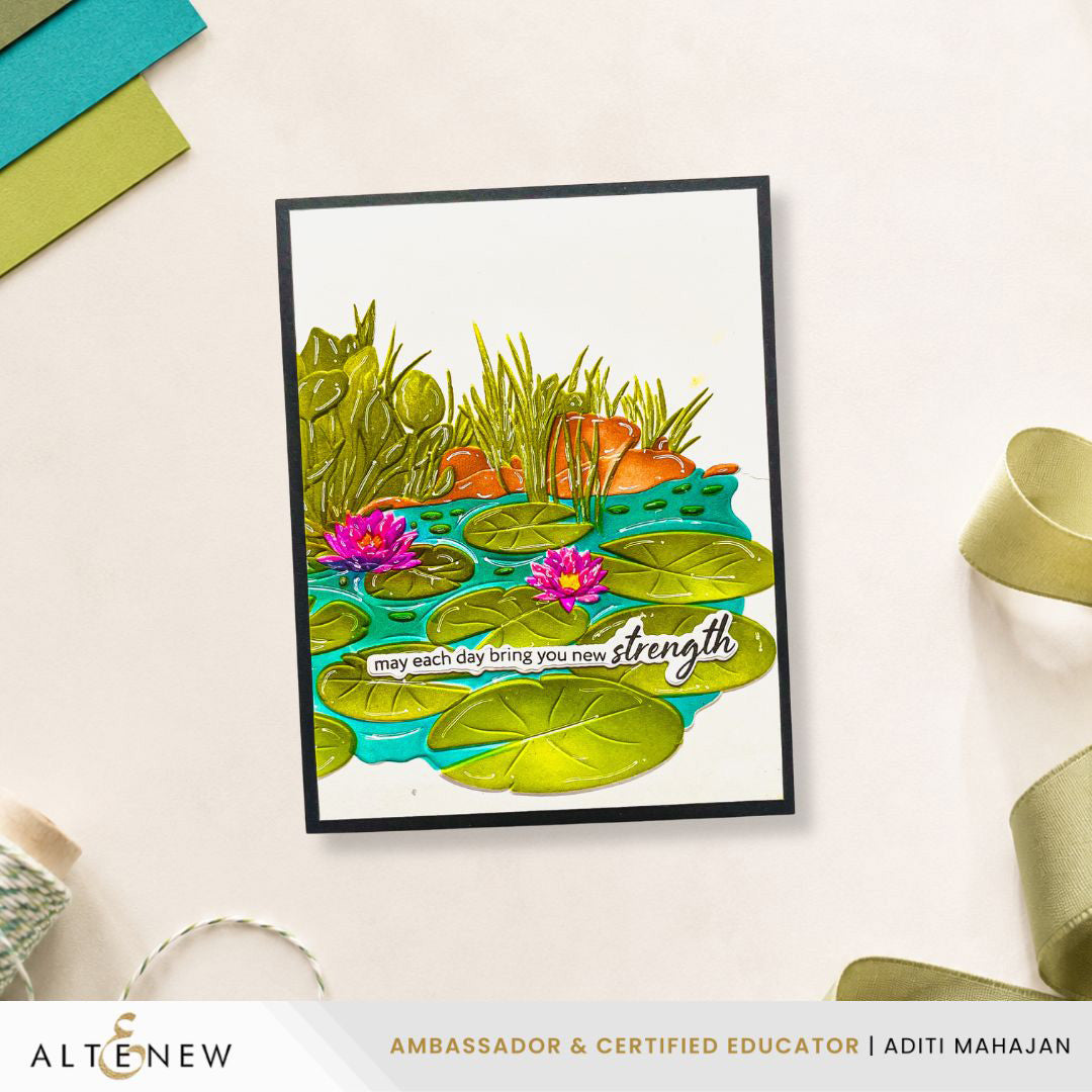 Altenew Lilypad Dreams Simple Coloring Stencils alt8946 pink flowers