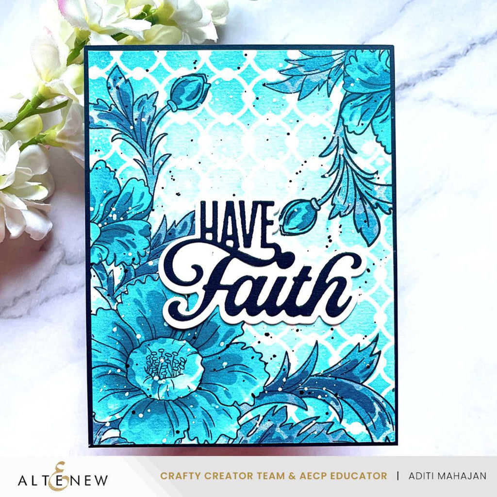 Altenew Linked Spots and Dots Background Stencil alt10591 blue