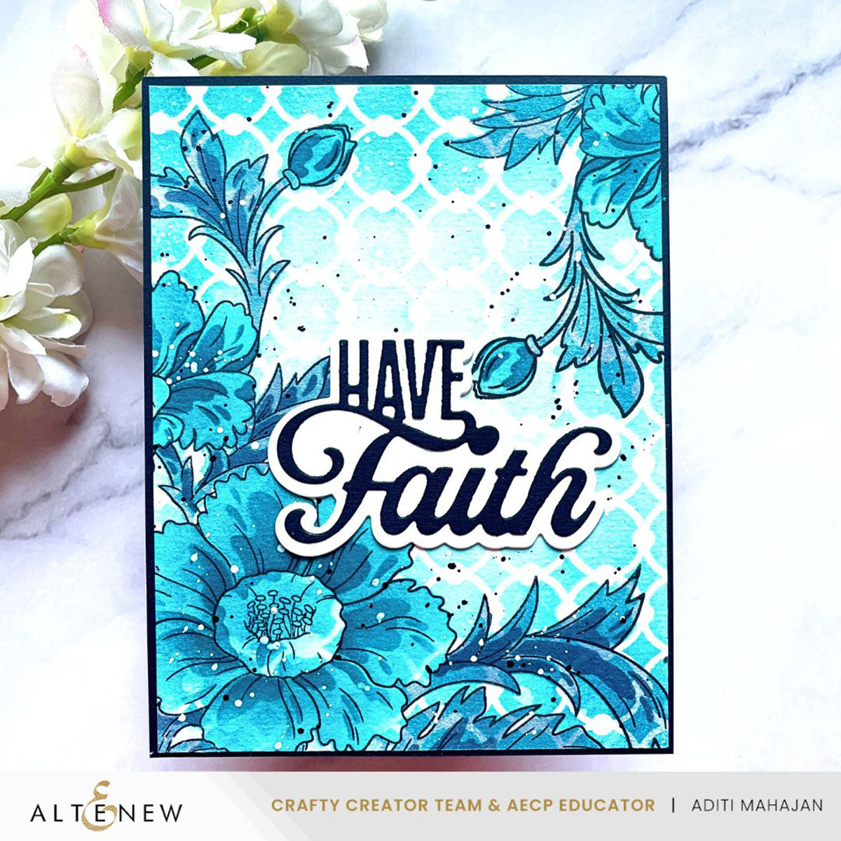 Altenew Linked Spots and Dots Background Stencil alt10591 blue