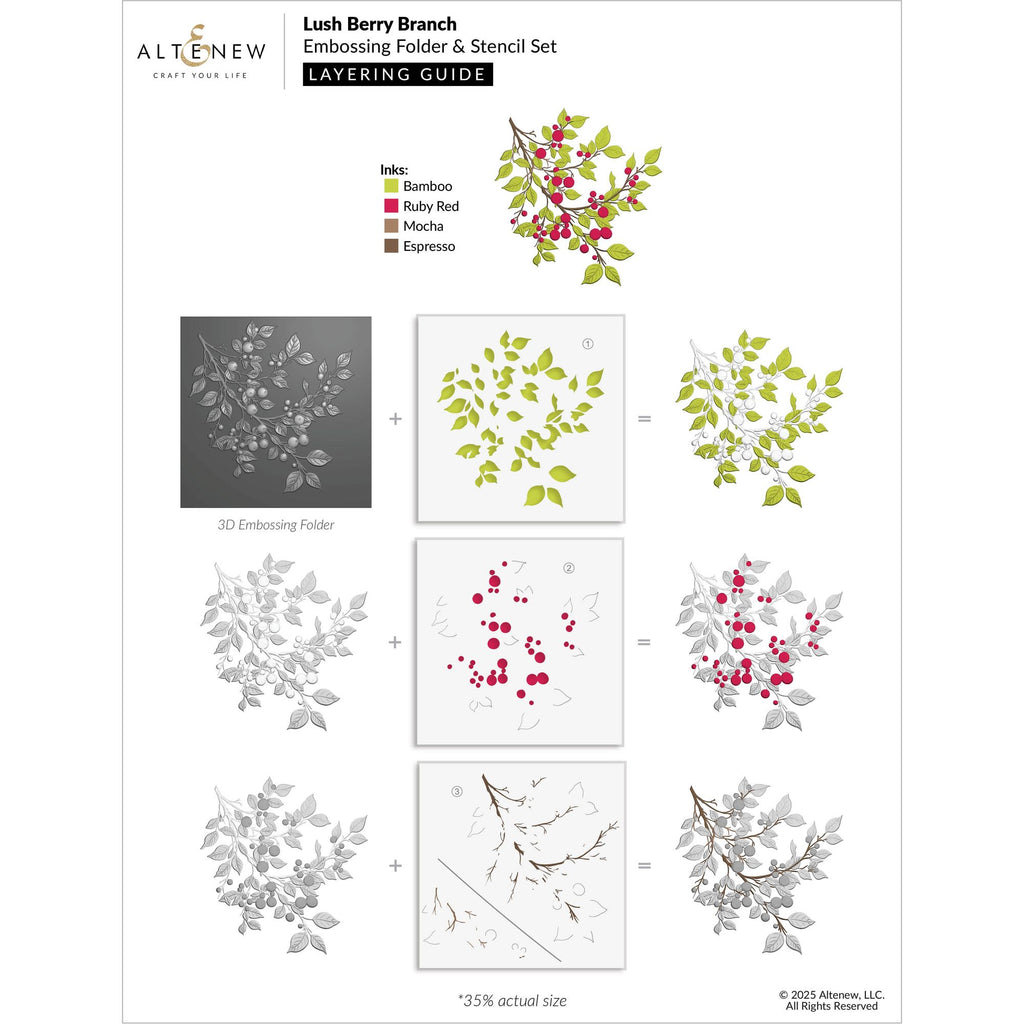 Altenew Lush Berry Branch 3D Embossing Folder alt10920 layering guide