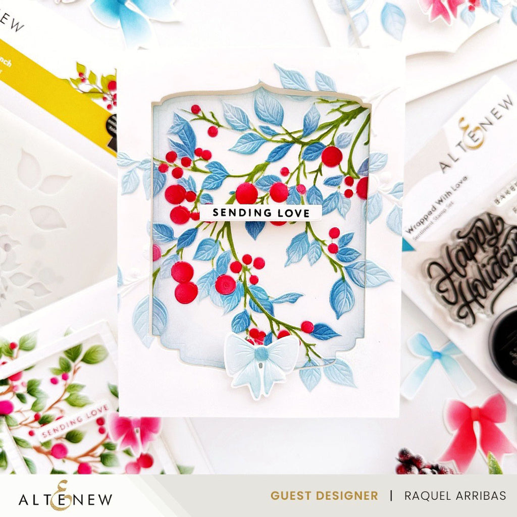 Altenew Lush Berry Branch 3D Embossing Folder alt10920 sending love