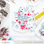 Altenew Lush Berry Branch Simple Coloring Stencils alt10921 red bow