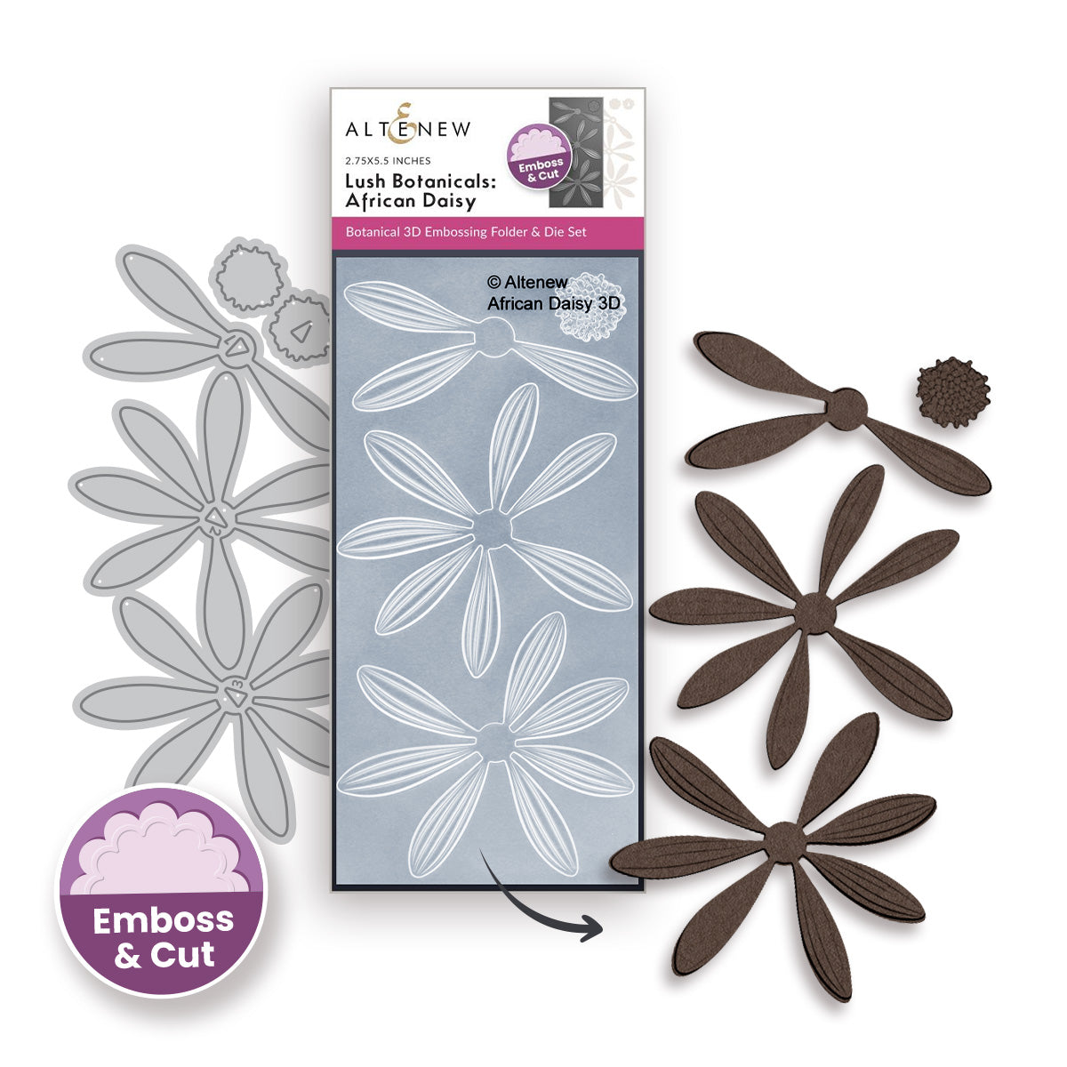 Altenew Lush Botanicals African Daisy 3D Embossing Folder and Die Set alt11382