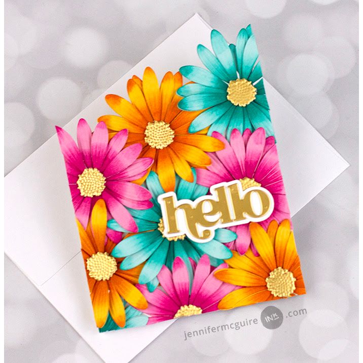 Altenew Lush Botanicals African Daisy 3D Embossing Folder and Die Set alt11382 gold hello card jennifer mcguire
