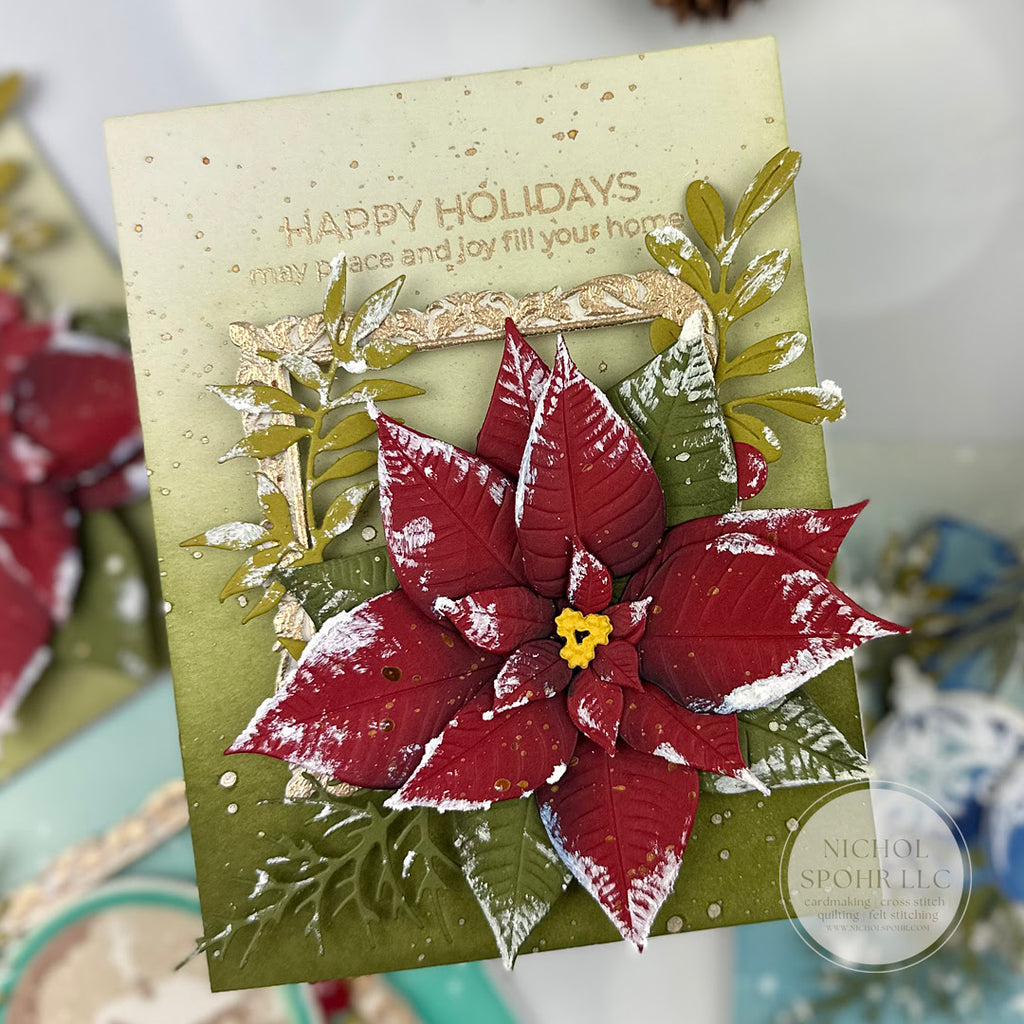 Altenew Lush Botanicals Poinsettia 3D Embossing Folder and Die Set alt11528 happy holidays card nichol spohr | color-code:ALT01