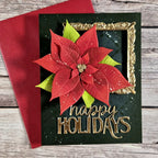 Altenew Lush Botanicals Poinsettia 3D Embossing Folder and Die Set alt11528 happy holidays gold frame card | color-code:ALT02