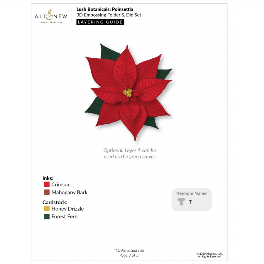 Altenew Lush Botanicals Poinsettia 3D Embossing Folder and Die Set alt11528 layering guide 3