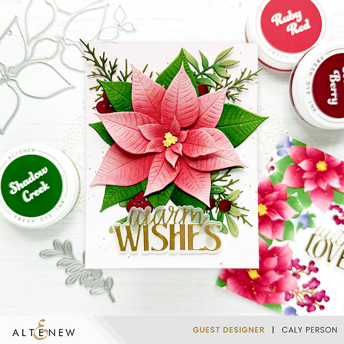 Altenew Lush Botanicals Poinsettia 3D Embossing Folder and Die Set alt11528 warm wishes card caly person | color-code:ALT03