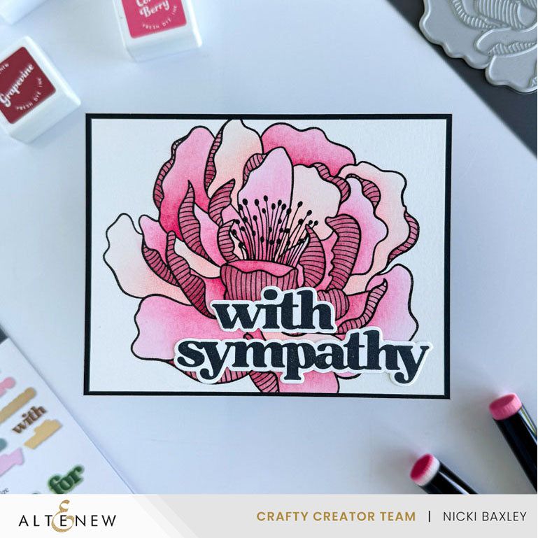 Altenew Magical Peony Press Plate alt10877 sympathy