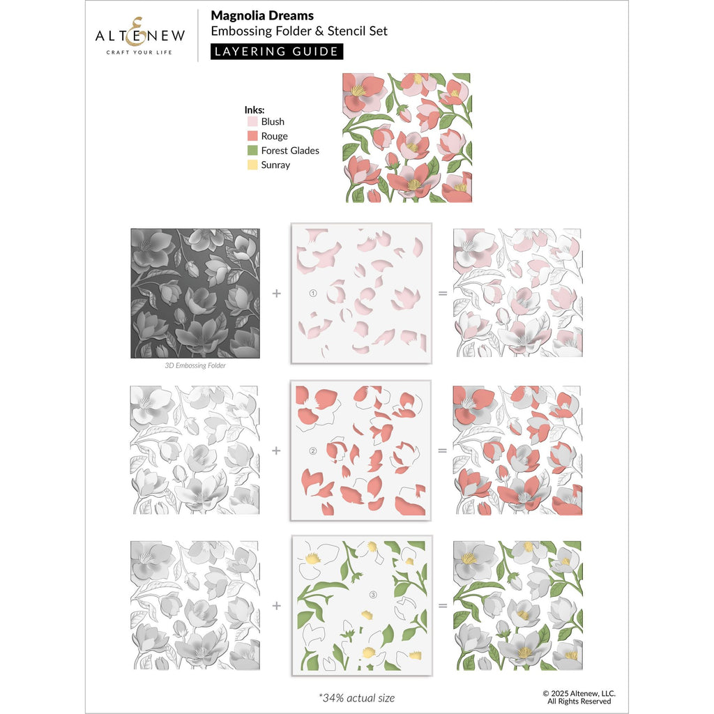 Altenew Magnolia Dreams 3D Embossing Folder alt10767 layering guide