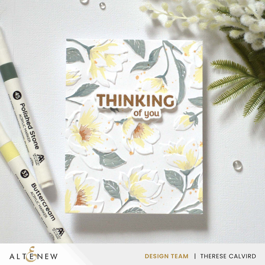 Altenew Magnolia Dreams 3D Embossing Folder alt10767 thinking of you