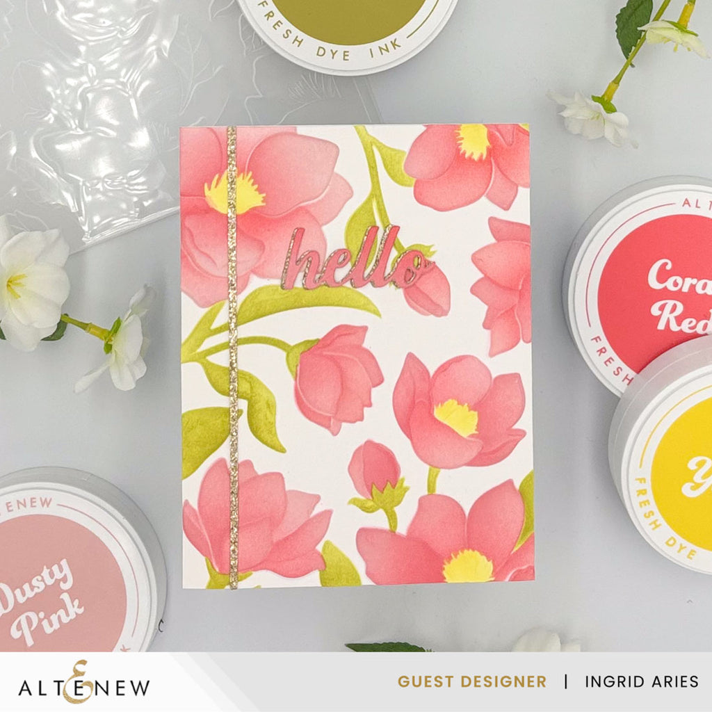 Altenew Magnolia Dreams Simple Coloring Stencils alt10796 hello
