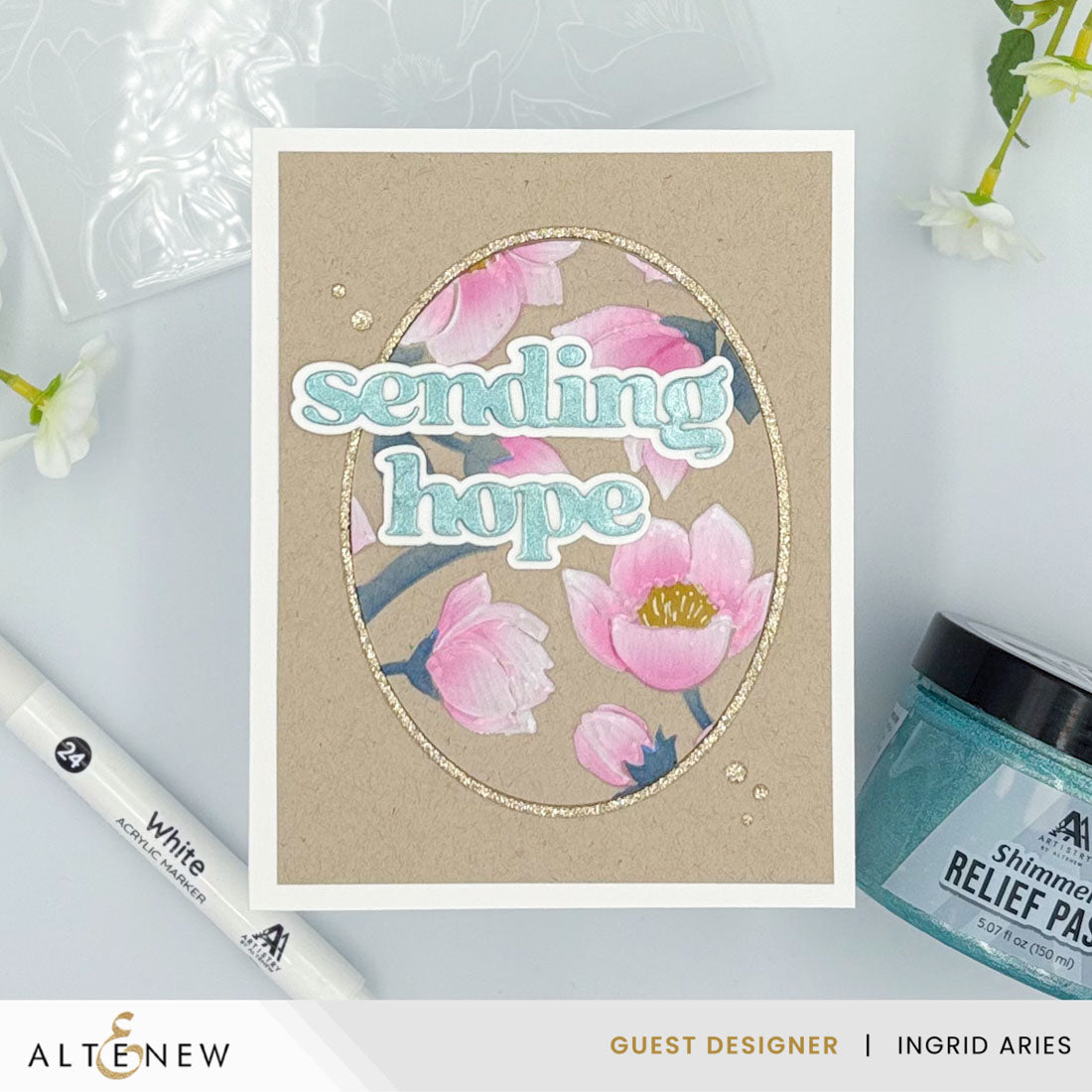 Altenew Magnolia Dreams Simple Coloring Stencils alt10796 sending hope