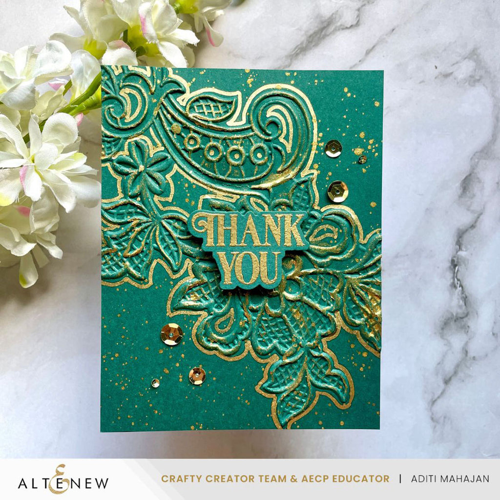Altenew Mayan Gold Shimmer Relief Paste alt8642 thank you