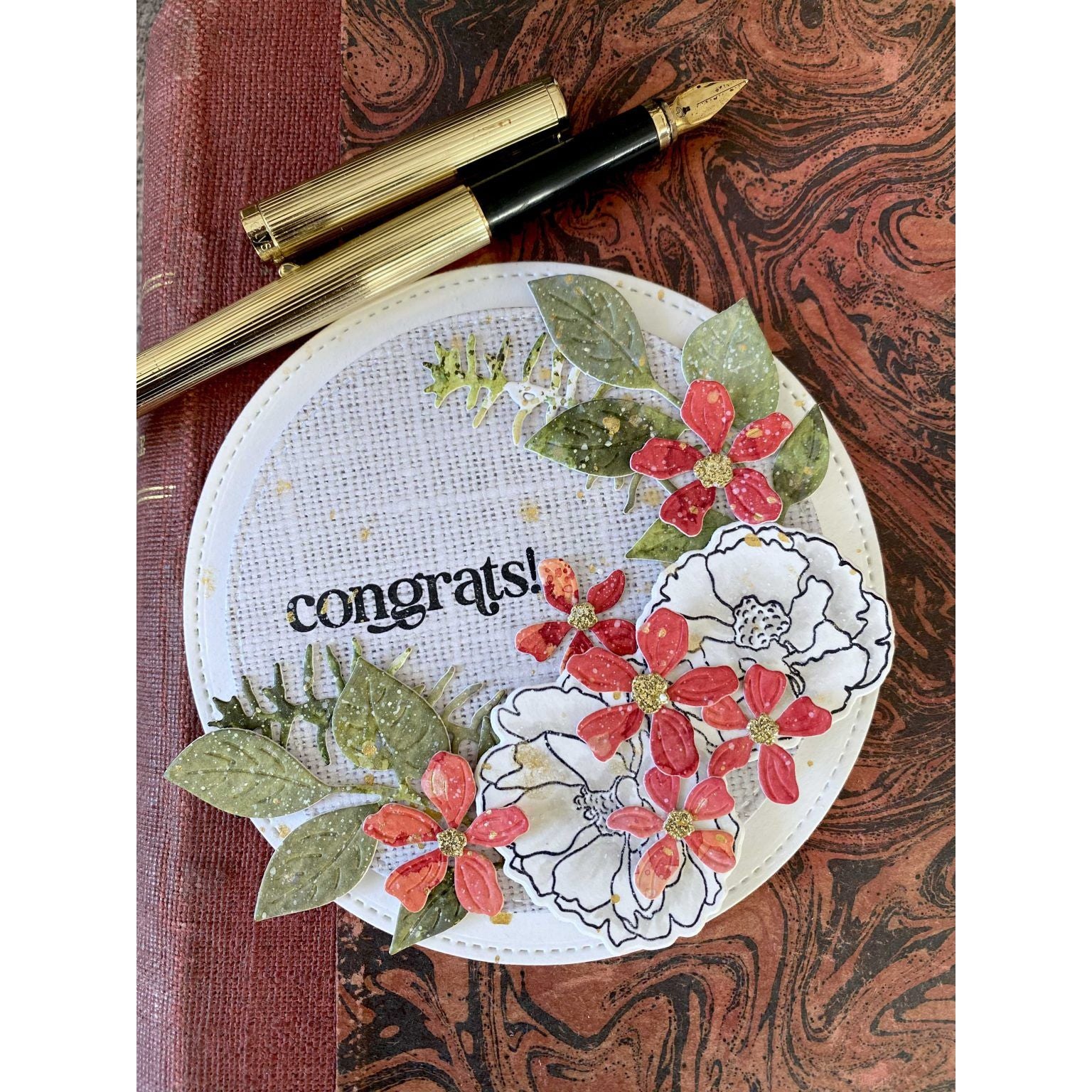 Altenew Mini Delight A Floral Congrats Stamp and Die Set alt10426bn cross stitch | color-code:ALT01