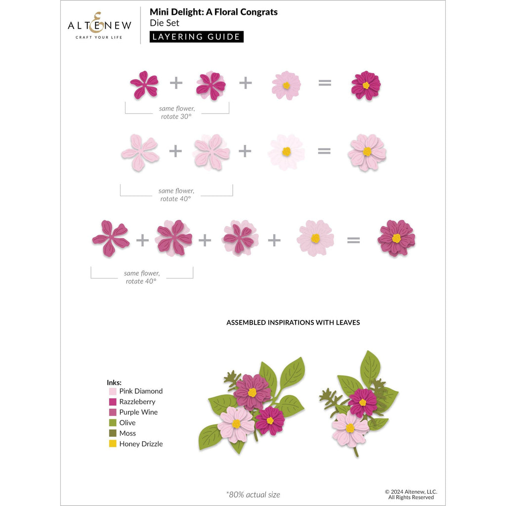 Altenew Mini Delight A Floral Congrats Stamp and Die Set alt10426bn layering guide