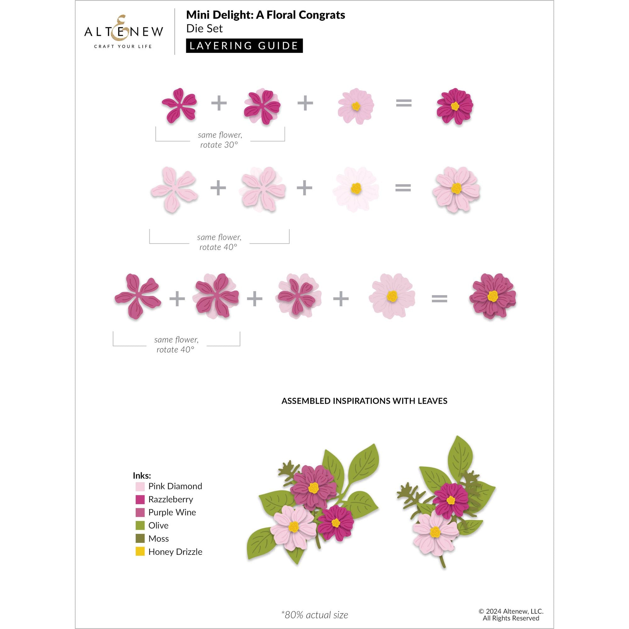 Altenew Mini Delight A Floral Congrats Stamp and Die Set alt10426bn layering guide