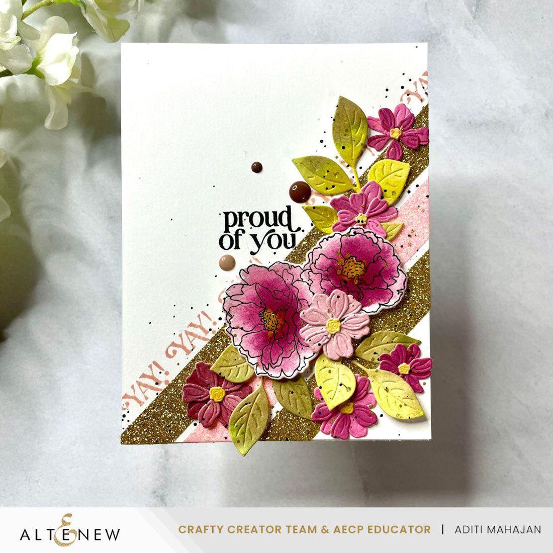 Altenew Mini Delight A Floral Congrats Stamp and Die Set alt10426bn pink