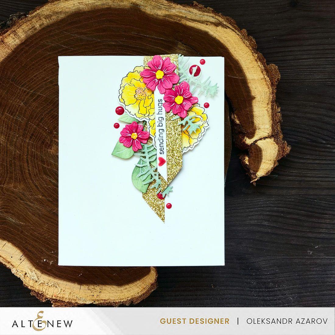 Altenew Mini Delight A Floral Congrats Stamp and Die Set alt10426bn sending hugs