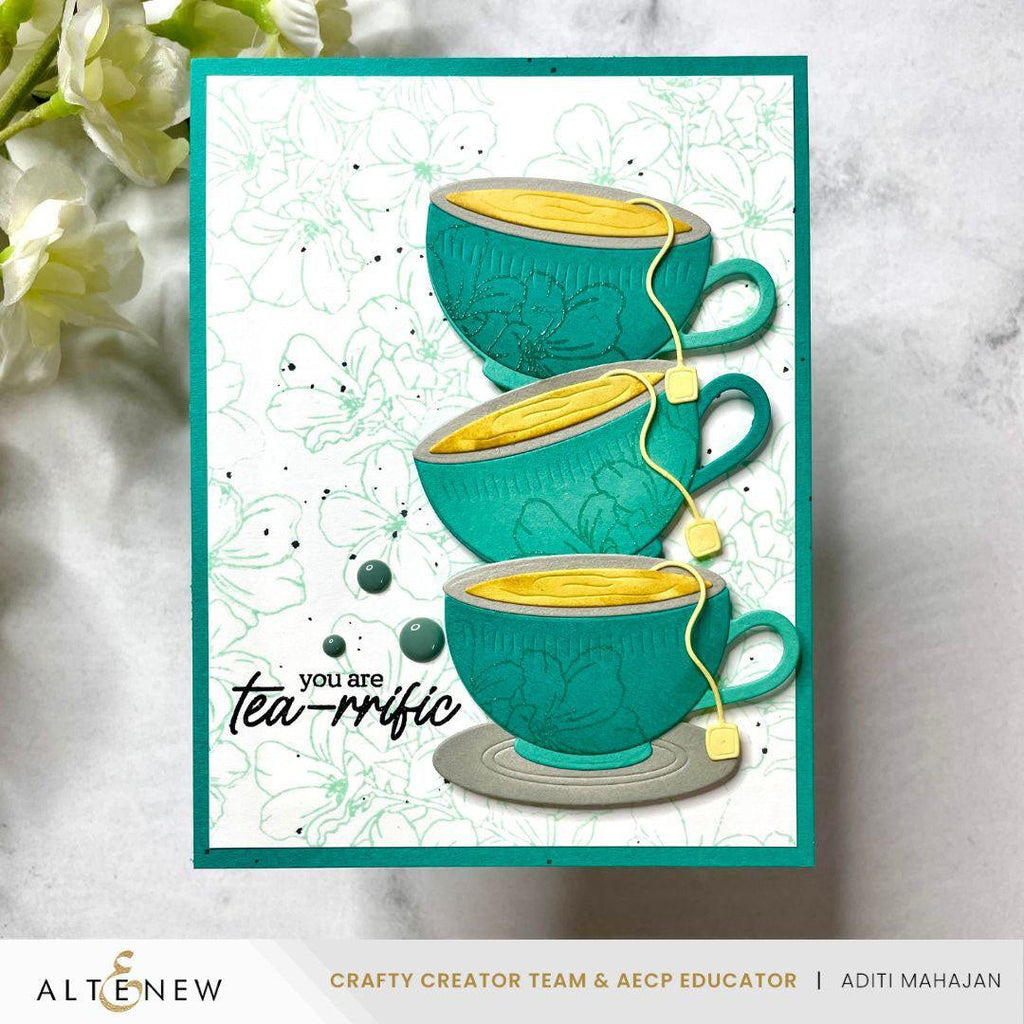 Altenew Mini Delight Afternoon Delights Stamp and Die Set alt10385bn tea cups