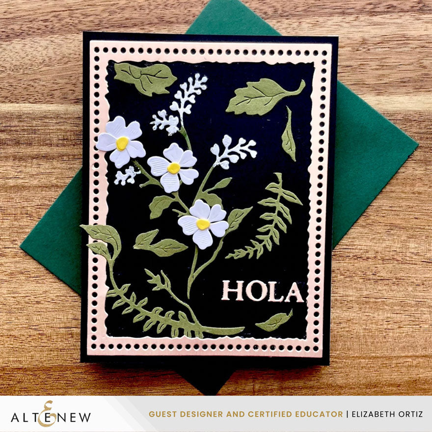 Altenew Mini Delight Apothecary Garden Stamp and Die Set alt11239bn black background