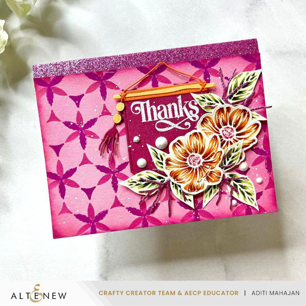 Altenew Mini Delight Celebratory Banner Stamp and Die Set alt10568bn pink