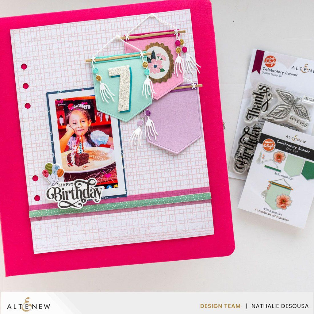 Altenew Mini Delight Celebratory Banner Stamp and Die Set alt10568bn scrapbook