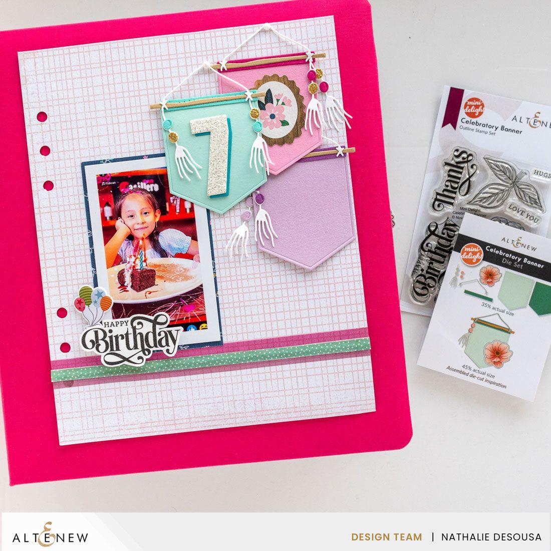 Altenew Mini Delight Celebratory Banner Stamp and Die Set alt10568bn scrapbook