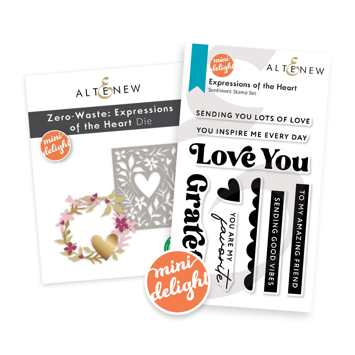 Altenew Mini Delight Expressions of the Heart Stamp and Die Set alt11207bn