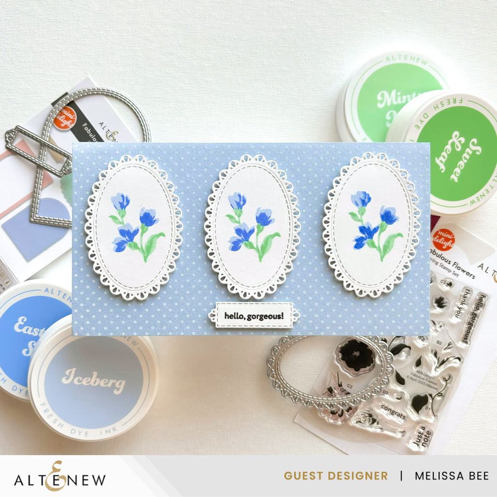Altenew Mini Delight Fabulous Flowers Clear Stamp and Die Set alt10774bn hello