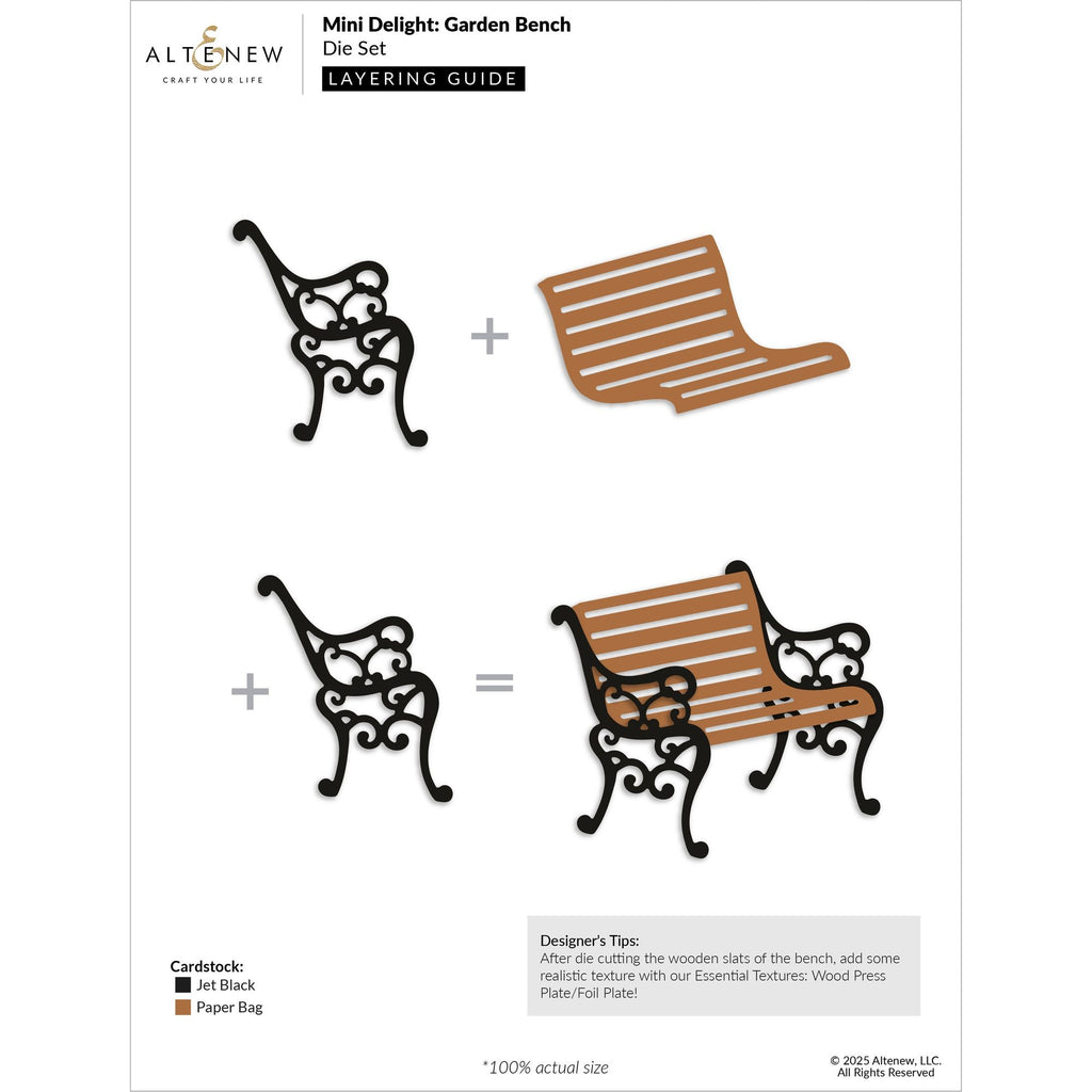 Altenew Mini Delight Garden Bench Clear Stamp and Die Set alt10656bn layering guide