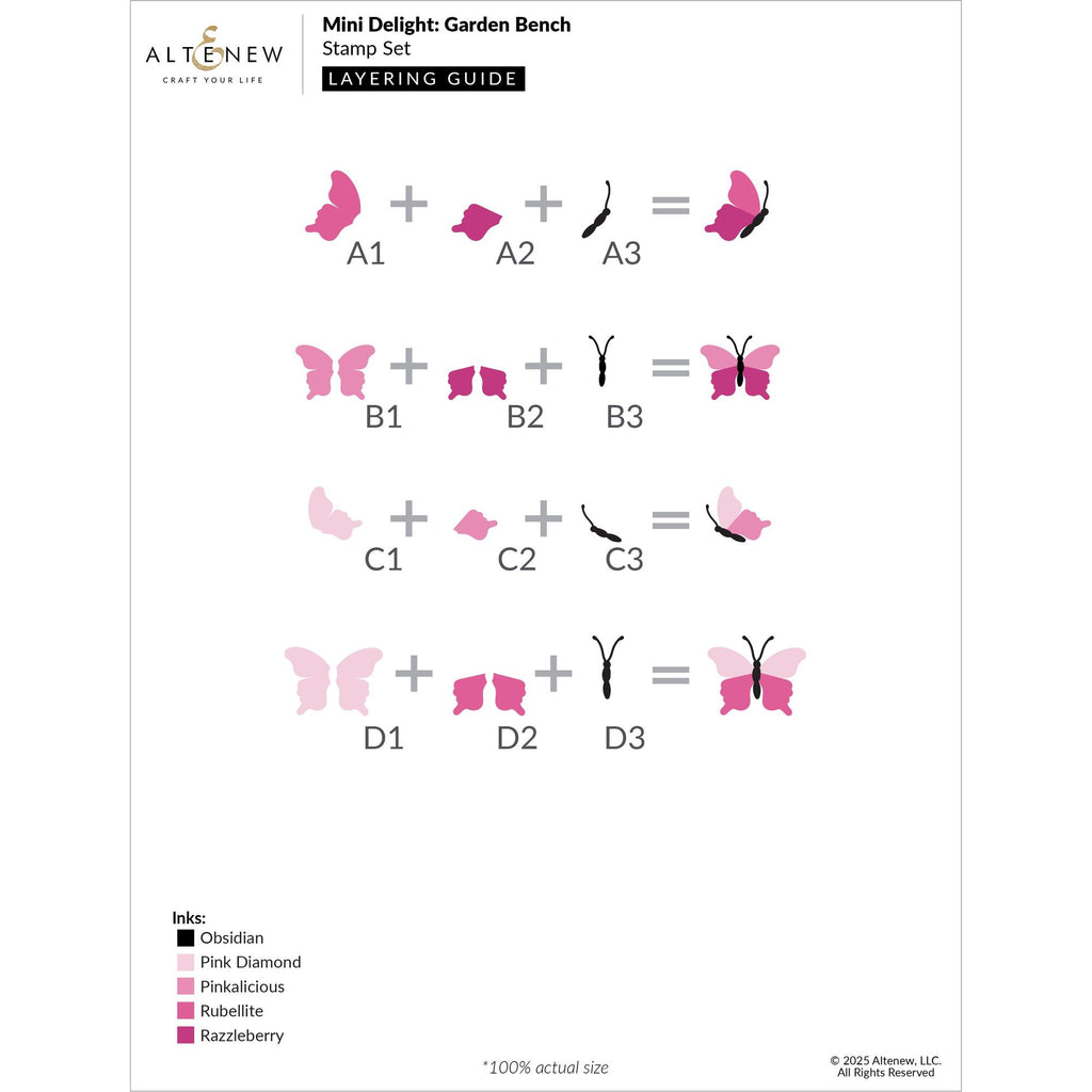 Altenew Mini Delight Garden Bench Clear Stamp and Die Set alt10656bn layering guide 2