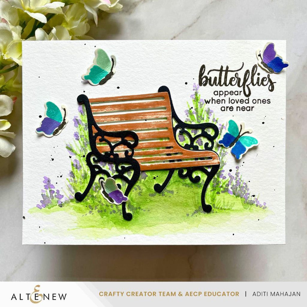 Altenew Mini Delight Garden Bench Clear Stamp and Die Set alt10656bn loved ones