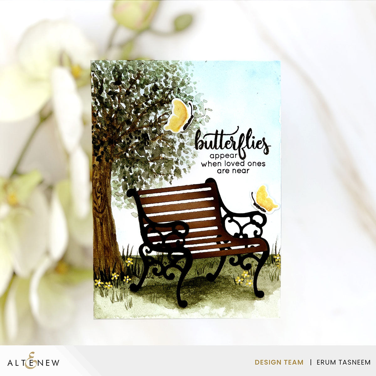 Altenew Mini Delight Garden Bench Clear Stamp and Die Set alt10656bn tree