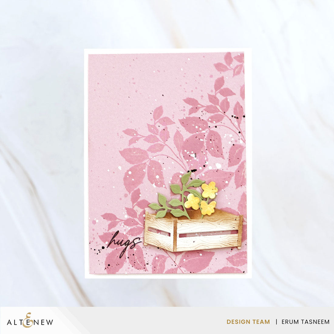 Altenew Mini Delight Gardener's Corner Stamp and Die Set alt11318bn pink background