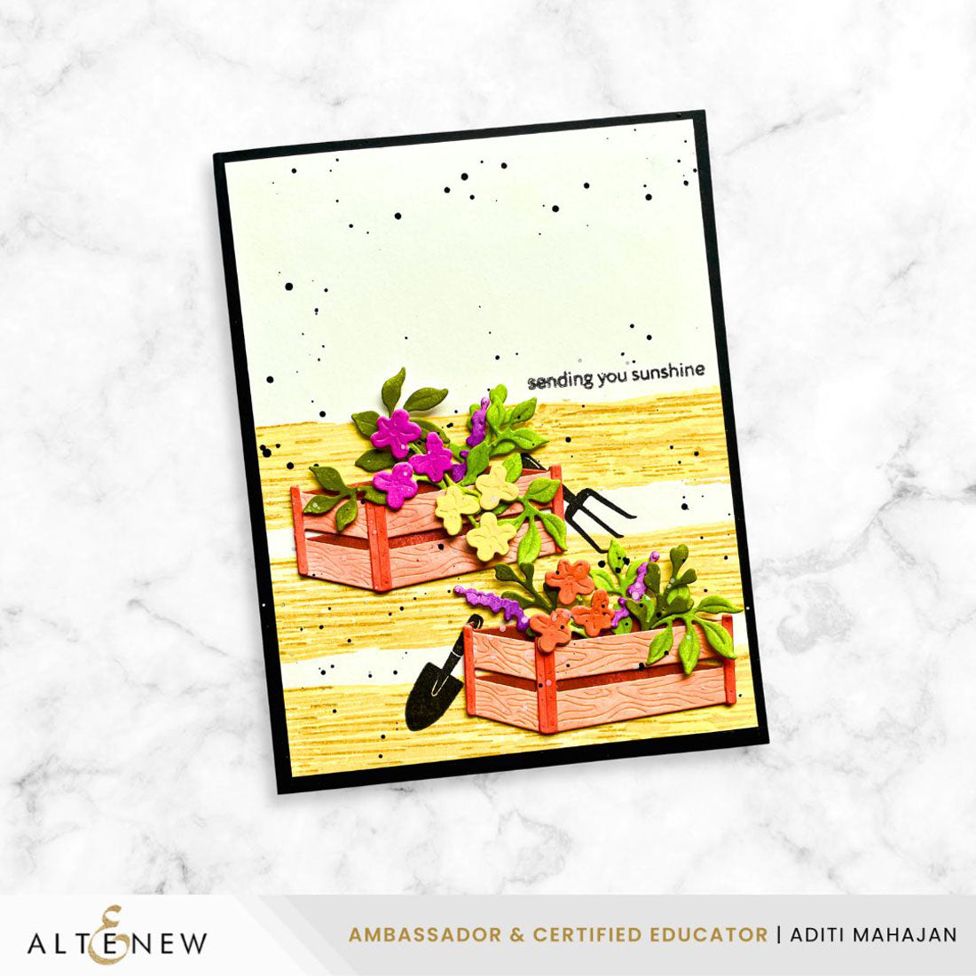 Altenew Mini Delight Gardener's Corner Stamp and Die Set alt11318bn sunshine
