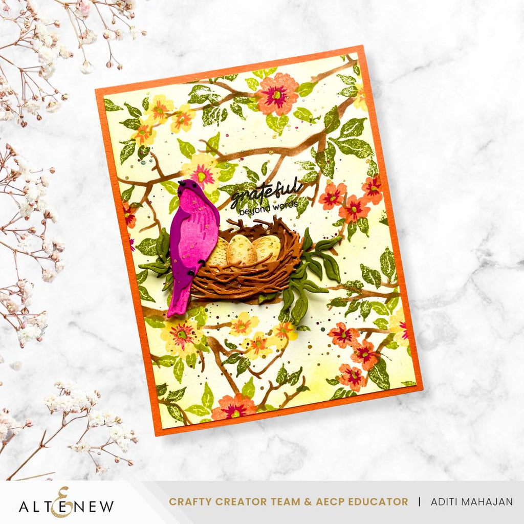 Altenew Mini Delight Nestled Whimsy Stamp and Die Set alt11133bn leaves