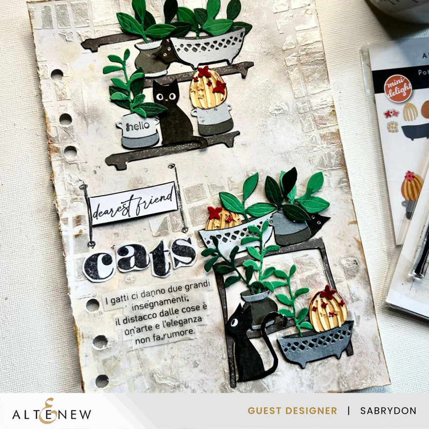 Altenew Mini Delight Potted Shelves Stamp and Die Set alt10824bn cats