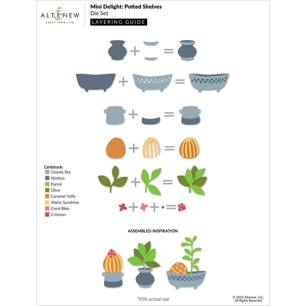 Altenew Mini Delight Potted Shelves Stamp and Die Set alt10824bn layering guide