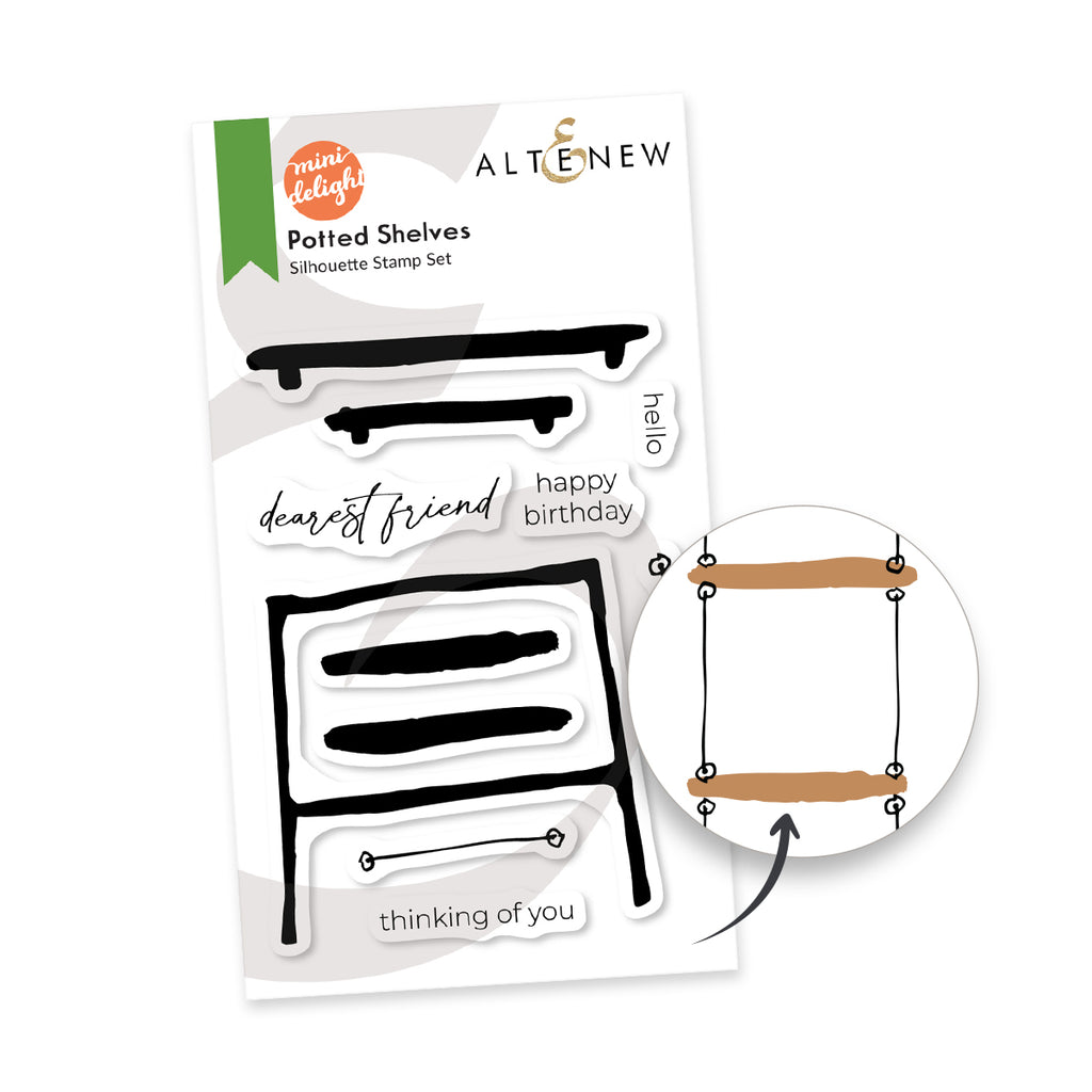 Altenew Mini Delight Potted Shelves Stamp and Die Set alt10824bn product image 1