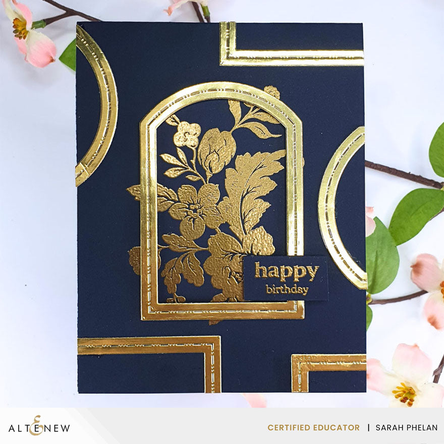 Altenew Mini Delight Regal Frame Stamp and Die Set alt10861bn happy birthday