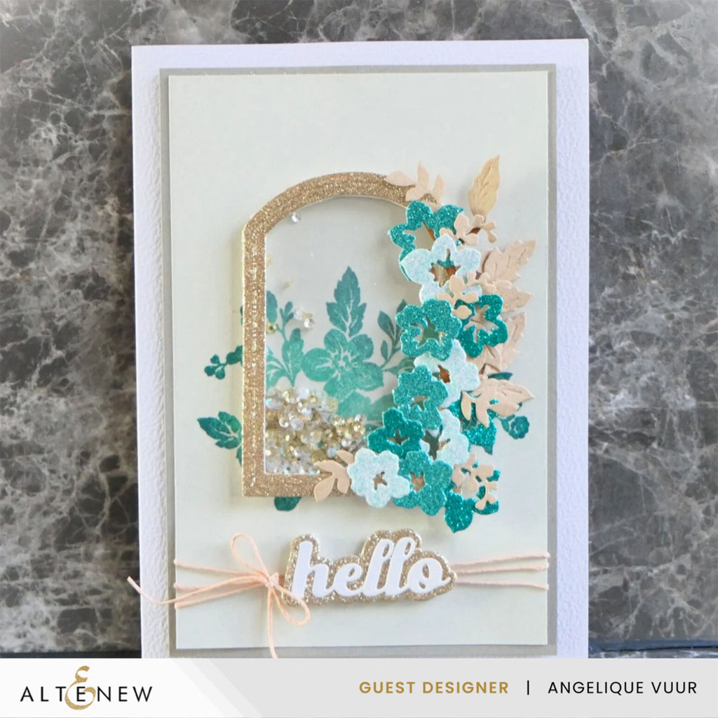 Altenew Mini Delight Regal Frame Stamp and Die Set alt10861bn hello