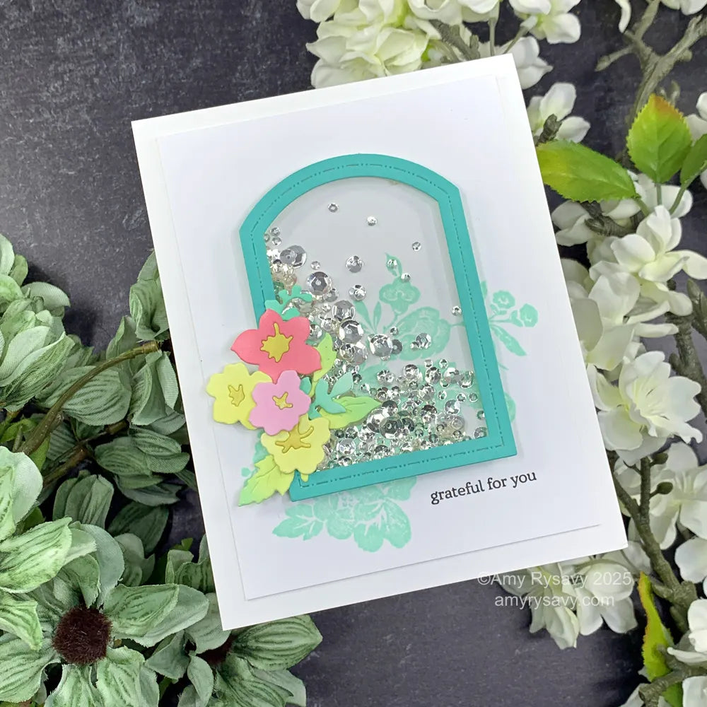 Altenew Mini Delight Regal Frame Stamp and Die Set alt10861bn shaker card | color-code:ALT01