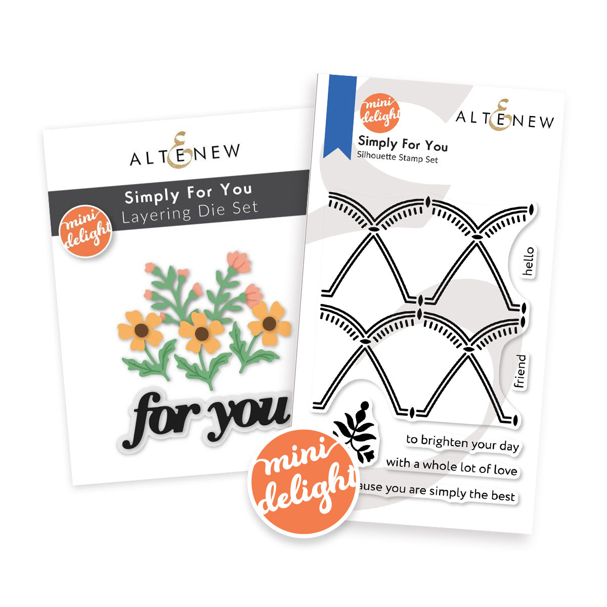Altenew Mini Delight Simply For You Stamp and Layering Die Set alt11647bn
