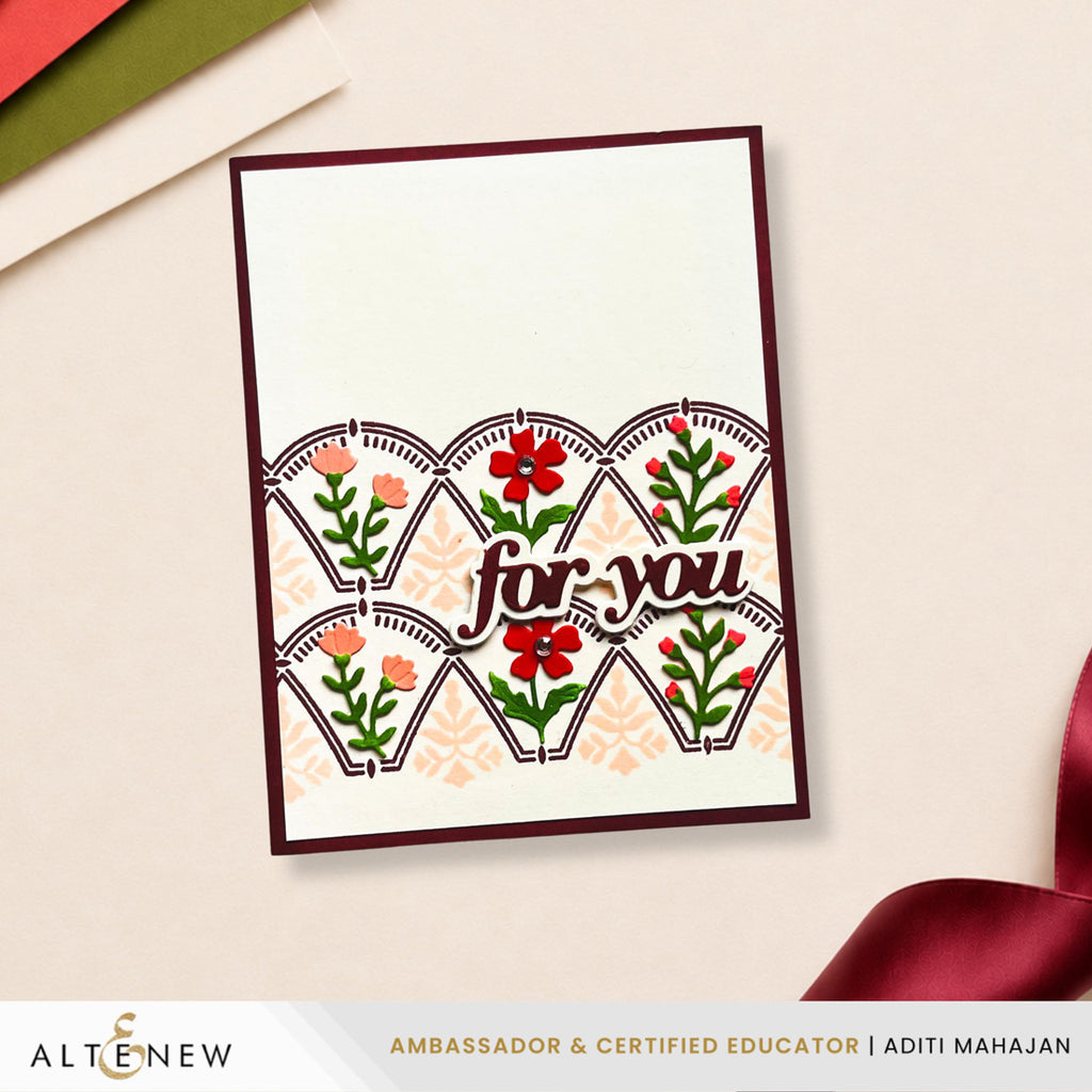 Altenew Mini Delight Simply For You Stamp and Layering Die Set alt11647bn flowers for you card