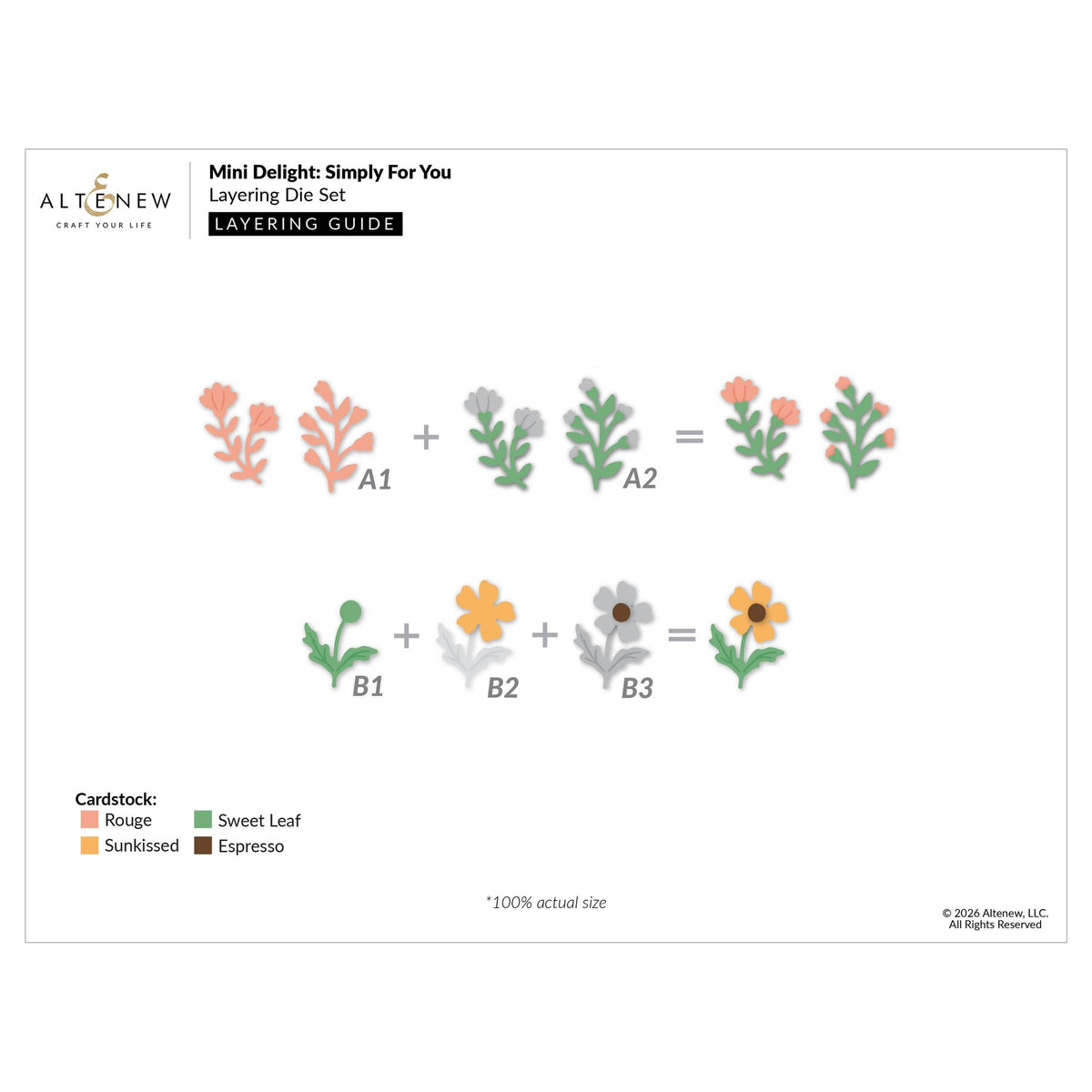 Altenew Mini Delight Simply For You Stamp and Layering Die Set alt11647bn layering guide