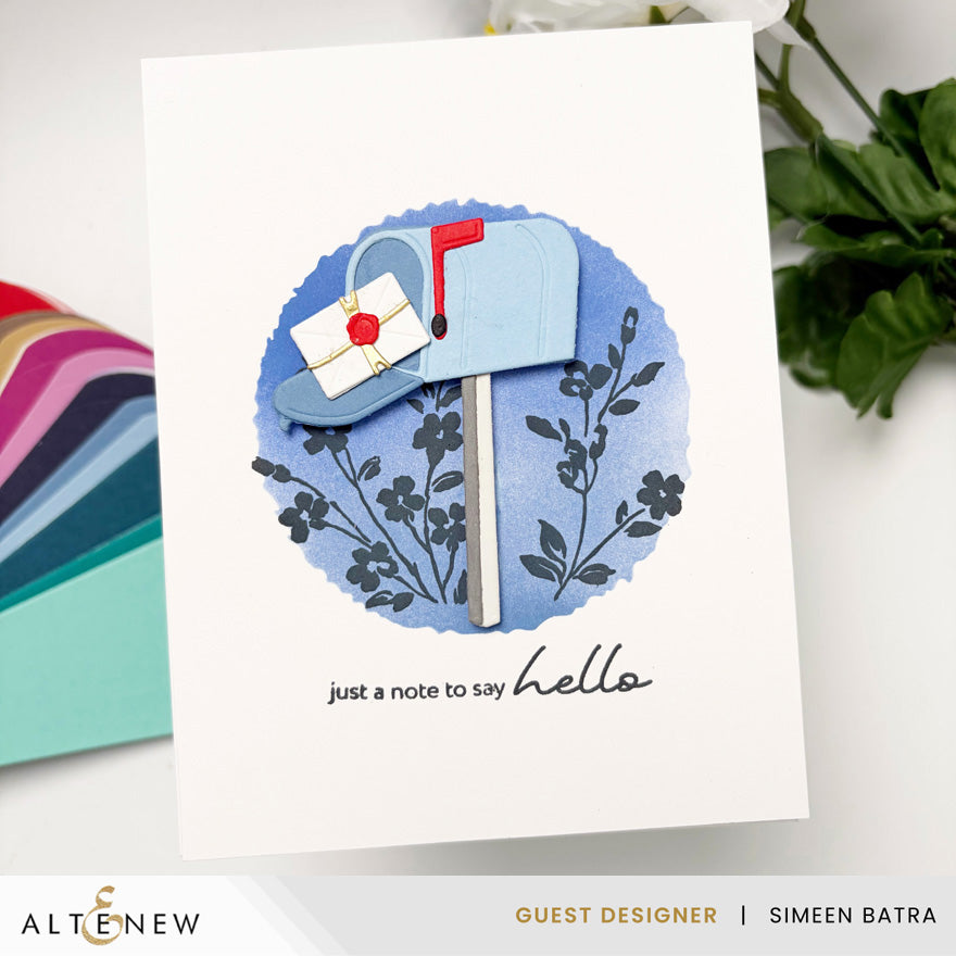 Altenew Mini Delight Special Delivery Stamp and Die Set alt11451bn hello card