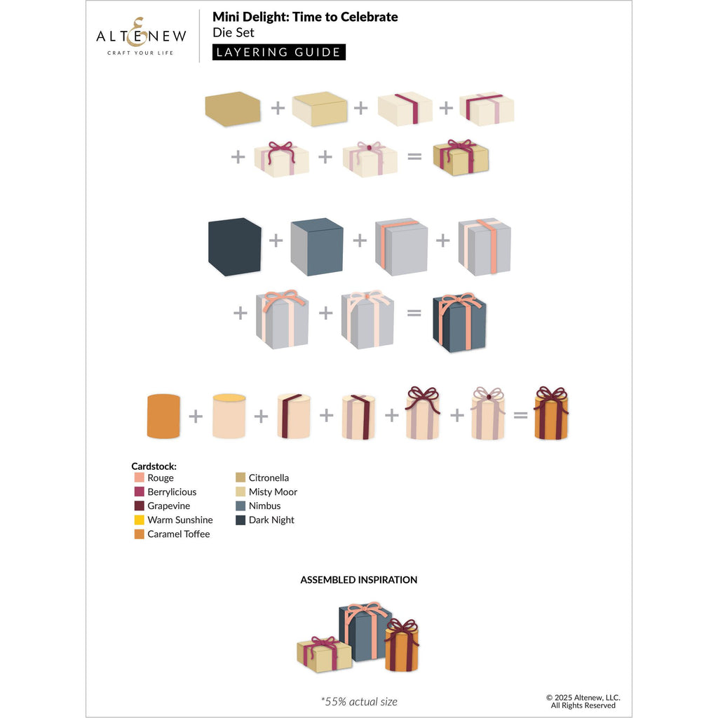 Altenew Mini Delight Time to Celebrate Stamp and Die Set alt10897bn layering guide
